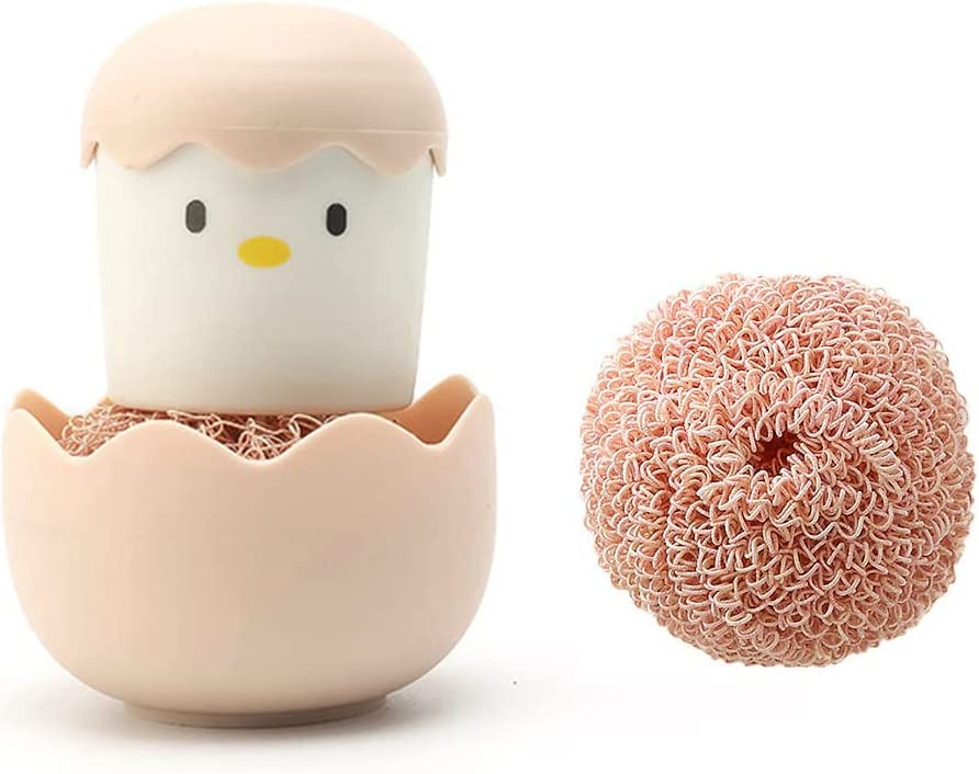 Ramkuwar Kitchen Cleaning Brush with Handle (Light Pink)