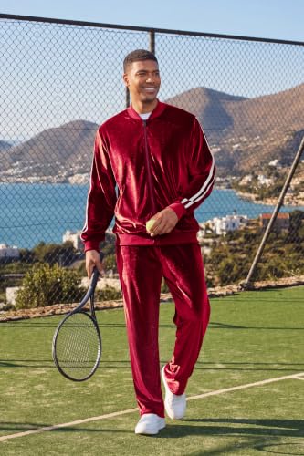 COOFANDY 80s Velour Tracksuit Men 2 Piece Set Sweatsuits Men Warm Up Suits - image 2