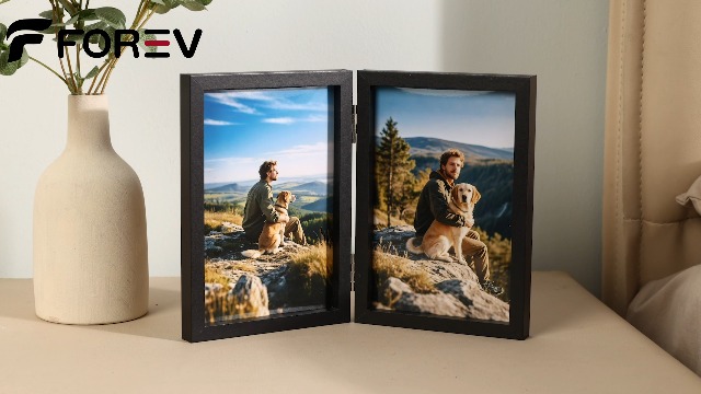Amazon.com - FOREV 4x6 Double Picture Frame Wooden Hinged Photo