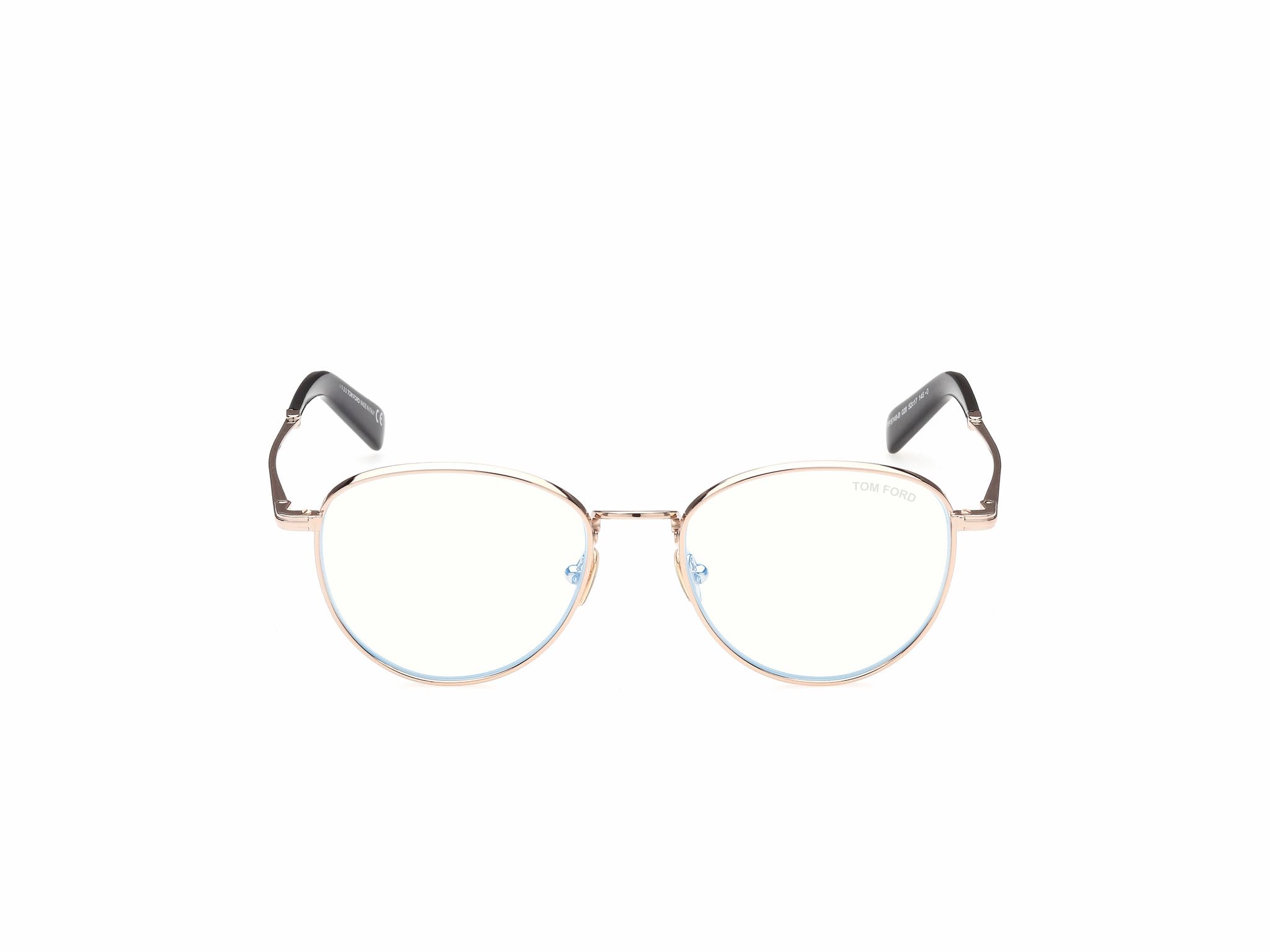 FT5749-B 028 Round Blue Light Blocking Eyeglasses – Rose Gold Metal Frame, Unisex, 52mm