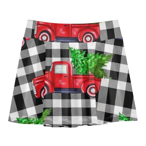 Preppy Girls Skorts Athletic Shorts Tennis Skirts for Kids Butterfly Red Trucks Christmas Trees Plaid 4t