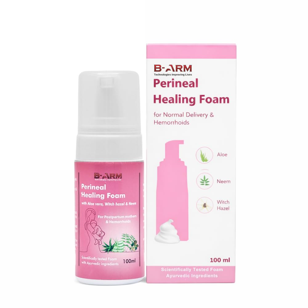 B-Arm Perineal Cooling & Healing Foam for Postpartum Care| Infused with Ayurvedic Ingredients like Witch Hazel, Aloe Vera & Neem| Scientifically Tested| Cooling Foam for Hemorrhoid Irritation-image-2