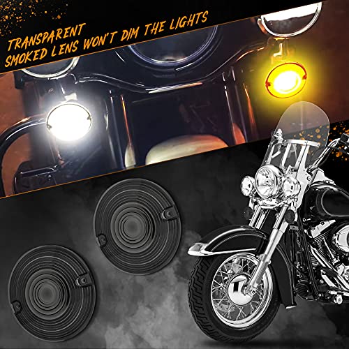 Quasco Smoked Turn Signal Lens Cover For 3 1/4 Inch Flat Blinkers Compatible With Harley Street Glide Special Touring Softail Sportster Road King Fatboy #TOP3