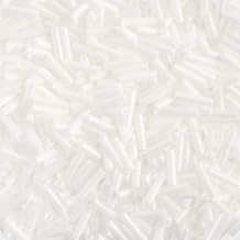 Miyuki Slender Bugle 1.3x6mm White AB Matte Opaque SLB402FR 250Gms Bulk Bag of Japanese Glass Beads