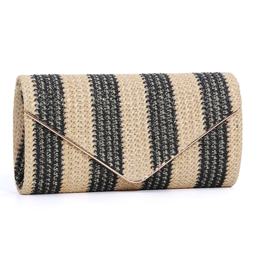 SUKUTU Straw Clutch Purse for Women Woven Evening Envelope Bag Summer Beach Crossbody Handbag with Chain Strap
