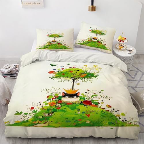 Housse de couette chat 90x190 microfibre douce pour lit simple KG938 - 2