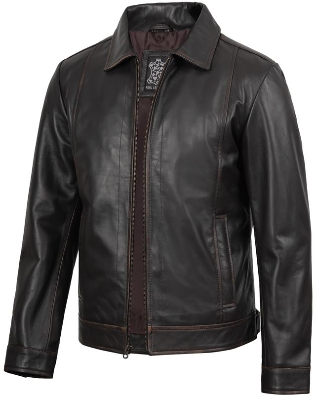 Brown Leather Jacket Men - Black Real Lambskin Mens Leather Jacket