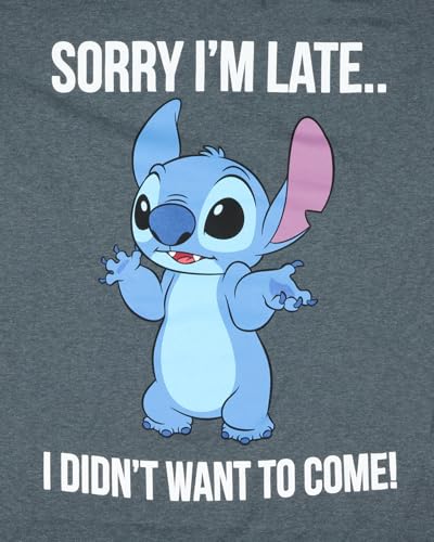 Seven Times Six Lilo & Stitch Mens' Sorry I'm Late Graphic Print Adult Short Sleeve T-Shirt2
