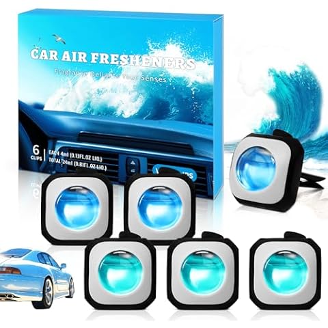 DERDUFT 6 Packs Car Air Freshener Vent Clips,2 Scents Car Fresheners for Women Men,Long Lasting Air Freshener for Car,Up to 180 Days,3 New Car & 3 Sea Breeze Cover
