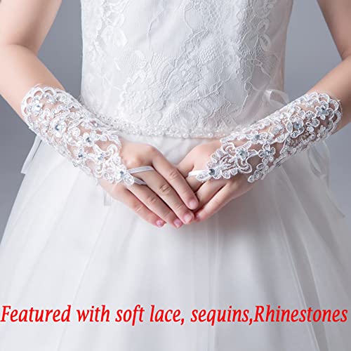 Lace Communion Gloves Wedding Pageant Princess Flower Girls Gloves2