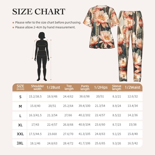 Ensemble de pyjama doux pour femme avec imprimé floral cactus élégant