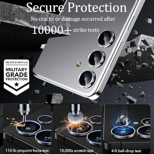 Image of ZARALA Camera Lens Frame Glass Compatible with Samsung Galaxy S25 FE 5GTempered Glass Aluminum Alloy Frame Individual Camera Lens Protector Cover (S25 FE 5G, Silver)