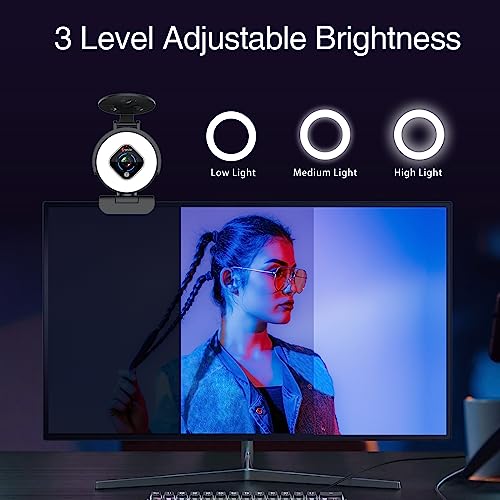 Angetube HD Webcam with Ring Light for Desktop 1080P Streaming Web Cam with Dual Microphone, 5X Digital Zoom Used for Video Chat and Conferencing,... - Image 2