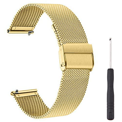 ACTECH Bracelet Compatible avec Amazfit Bip/Amazfit GTR 42mm/Amazfit GTS/Amazfit GTS 2 Mini/Amazfit GTS 2e/Amazfit GTS 2, Engrener Métal Bracelet de Remplacement (Or) Cover