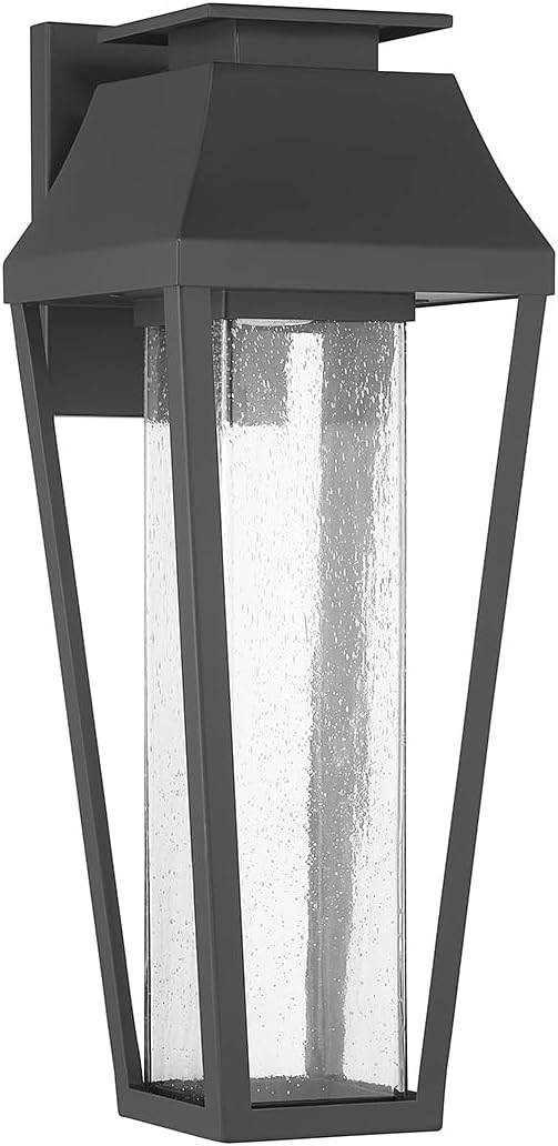 Savoy House 5-354-BK Brookline Traditional Clear Seeded Glass Dark Sky Friendly Outdoor Wall Lantern, Integrated LED 1-Light 6 Watt, 20" H x 7" W, Matte Black