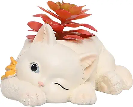 Cat Shaped Planter Pot, Resin Flower Pot Containers...
