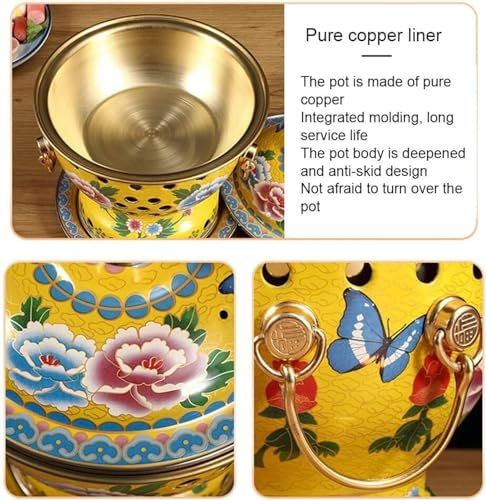 Olla china para hot pot en cobre amarillo 19x24x18cm miniatura 5