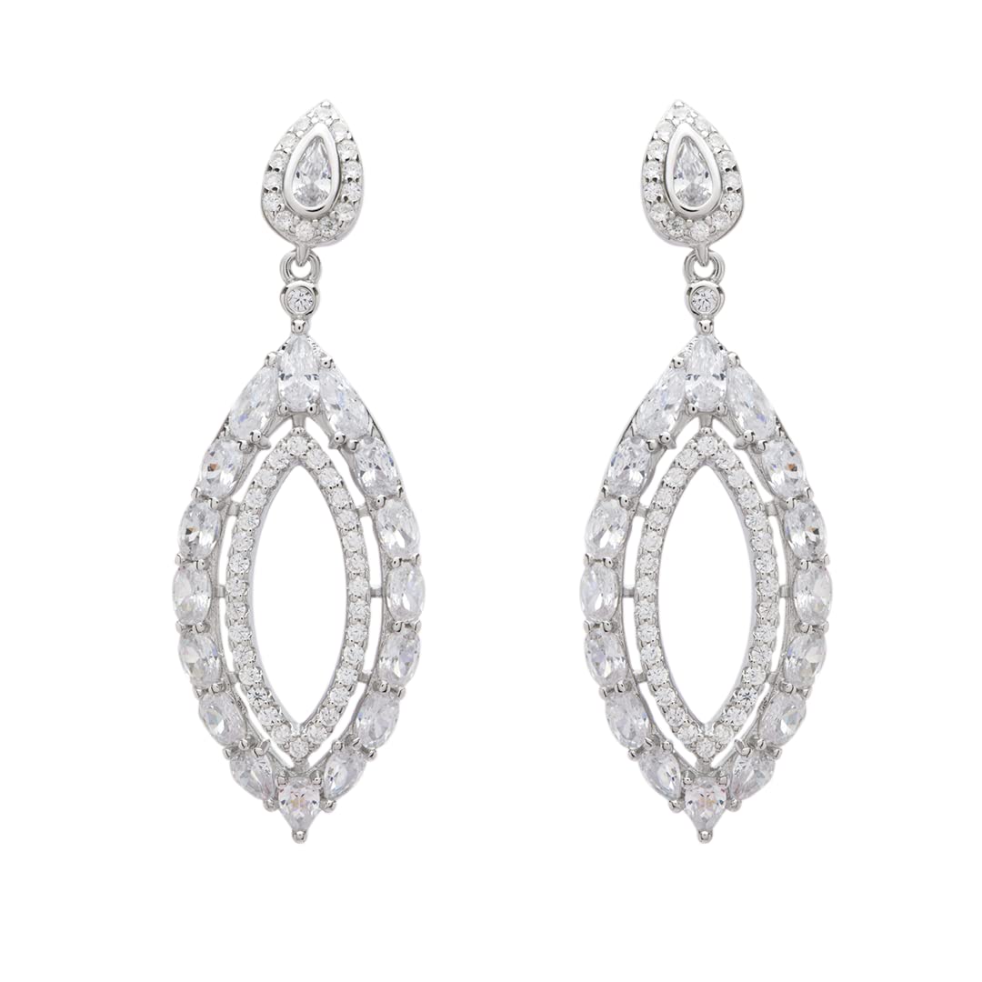 ANAYRA FINE SILVER JEWELLERY Women's 925 Sterling Fine Silver Screw Back Earrings | Crystal Cubic Zirconia Gemstone| With Authenticity Certificate | Hallmark- Ier000064 By Anayra