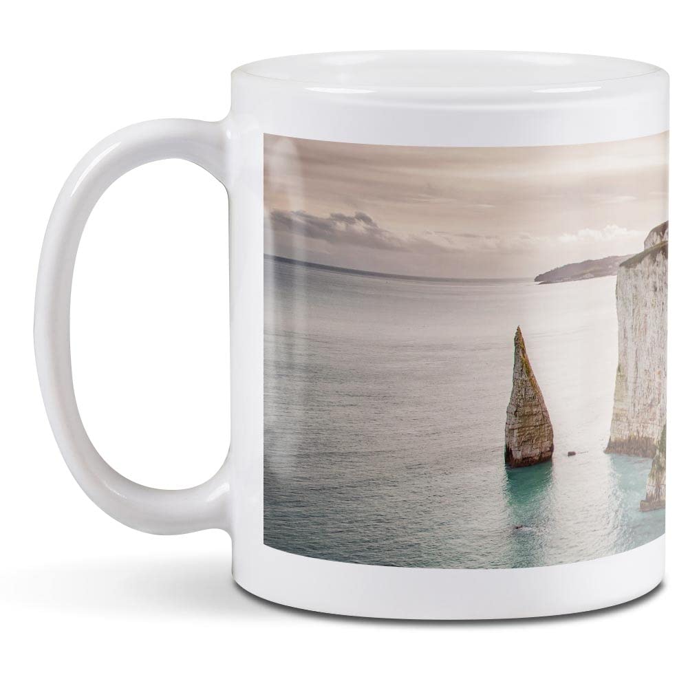 1 x 11oz (284ml) White Ceramic Mug Cup - Old Harry Rocks Isle of Purbeck Dorset Design for Coffee Tea Drinks Kitchen Birthday Office Fun #16123