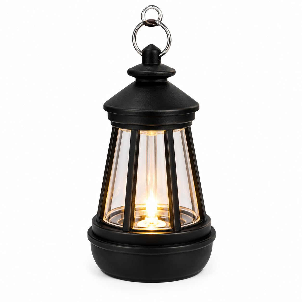 GLO-X Solar Lantern, Black ABS Plastic, 3.2x2x2 Inches, Hanging Clip, Dusk-to-Dawn Sensor, Decorative Globe Light for Indoor Outdoor, Patio Garden Pathway
