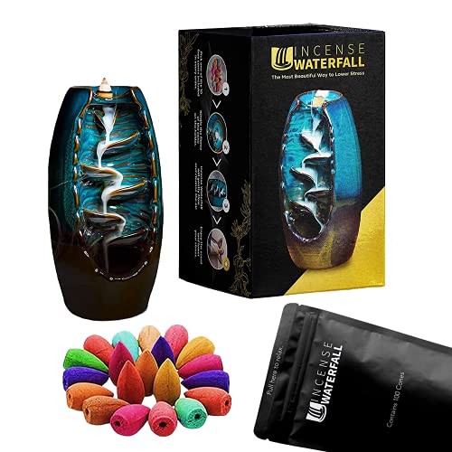 Inscents Waterfall Backflow Incense Holder - A Beautiful Way to Relieve Stress, Agitation & Anxiety, Promotes Calmness 100% Natural, Toxin Free and Pet Friendly