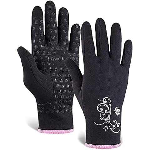 TrailHeads Womens Running Gloves - Touchscreen Gloves - Running Accessories for Women Winter - Hiking, Biking, Sports - Black/Fast Pink (Large) Cover