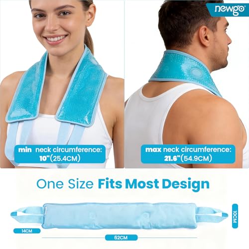Image of NEWGO Ice Pack for Neck Pain Relief, FSA Eligible, Neck Ice Pack Wrap for Cervical Pain Relief, Office Pressure, Sports Injuries, Swelling - 24.8 inch x 4.13 inch (Pack of 2)