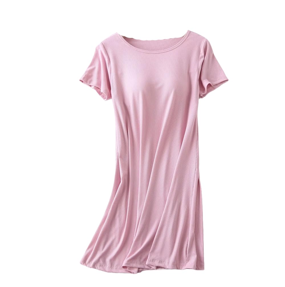 Camicia da Notte Donna - Camicia da Notte Estiva da Donna Imbottitura per Il Petto Camicia da Notte in Cotone di Grandi Dimensioni Comodo Abito Modale Indumenti da Notte Femminili