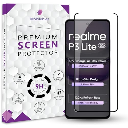 Image of Premium Tempered Glass Screen Protector Guard For Realme P3 Lite 5G (6.67 Inch, Pack of 1) | Edge to Edge Coverage With Easy to installation kit