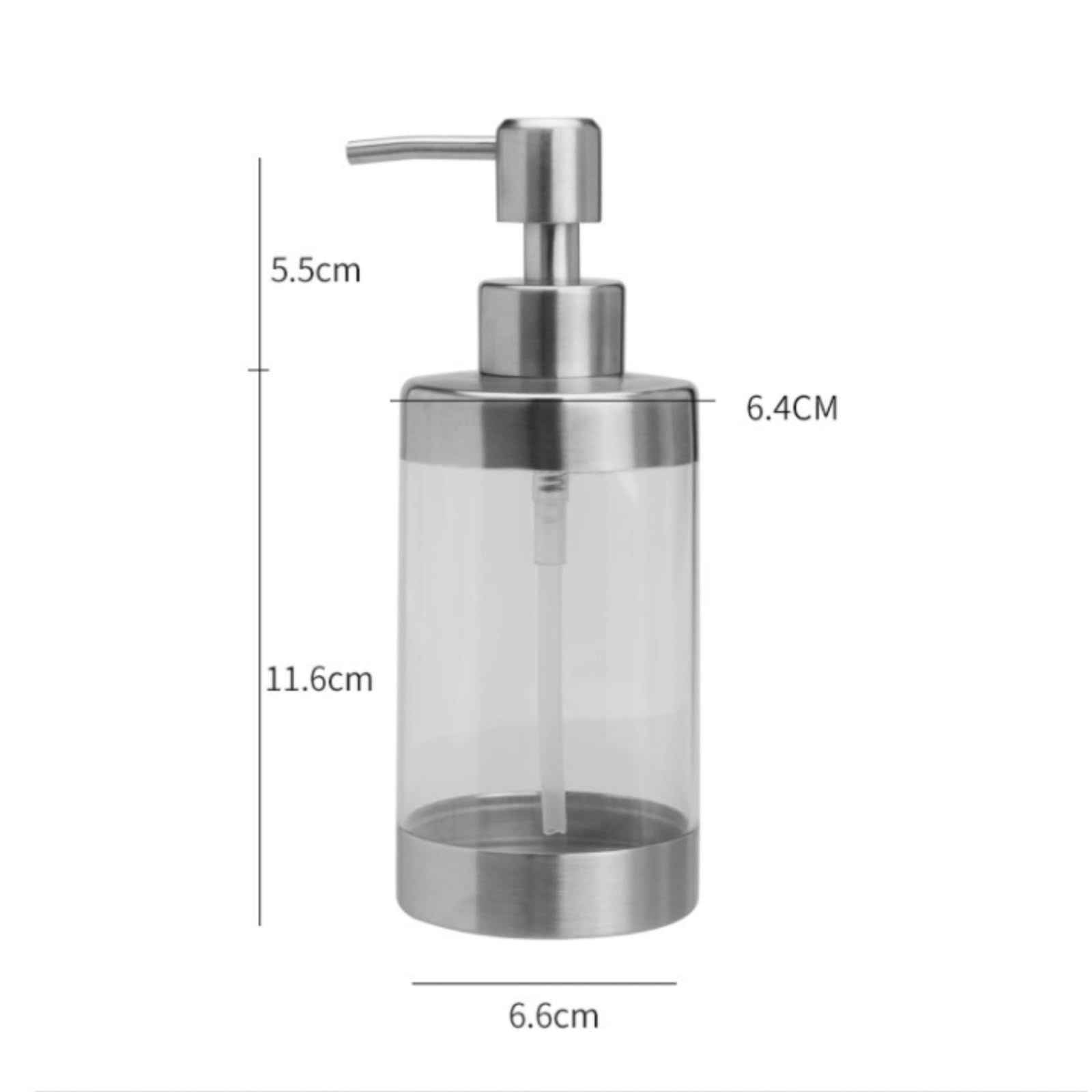 Dispensador de Jabón Líquido Dispensador De Jabón con Bomba Acero Inoxidable Y Acrílico For Líquido 350 Ml Botellas de Aseo