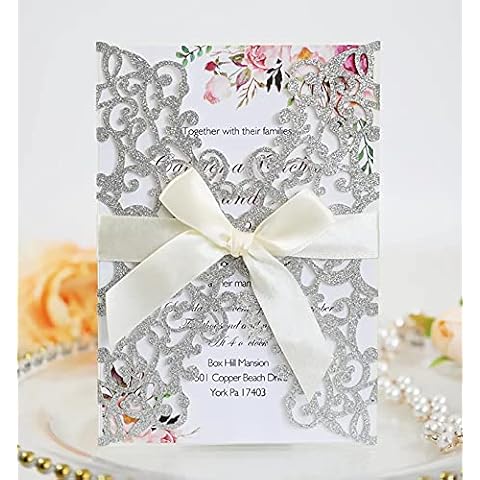 JinSu 20PCs Tarjetas de Boda con Papel Imprimible y Sobres Cover