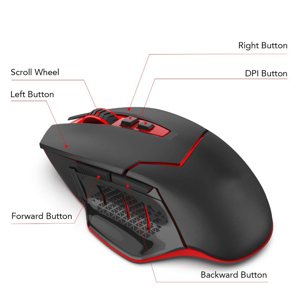 Yanghao Wireless Gaming Mouse RGB, 2400 DPI e 8 Pulsanti programmabili, ergonomico ad Alta precisione Gaming Mouse usati per i Giochi e L'Ufficio
