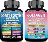 JTEVEweu Shining Serenity Set, Cortisol Support with Ashwagandha, L-Theanine, Magnesium, Lions Mane, GABA, Bacopa Monnieri, Collagen Biotin, Keratin, Hyaluronic Acid, Quercetin