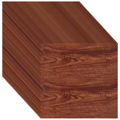 CYEER 40 Dalles PVC Autocollantes Sol Effet Bois Marron, 30x30cm Revêtement de Sol Vinyle Imperméable, Idéal pour Rénovation Cuisine, Salle de Bain & Salon (3.6 m²)