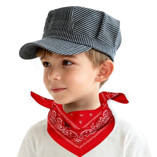 Sombrero de conductor de tren y bandana paisley