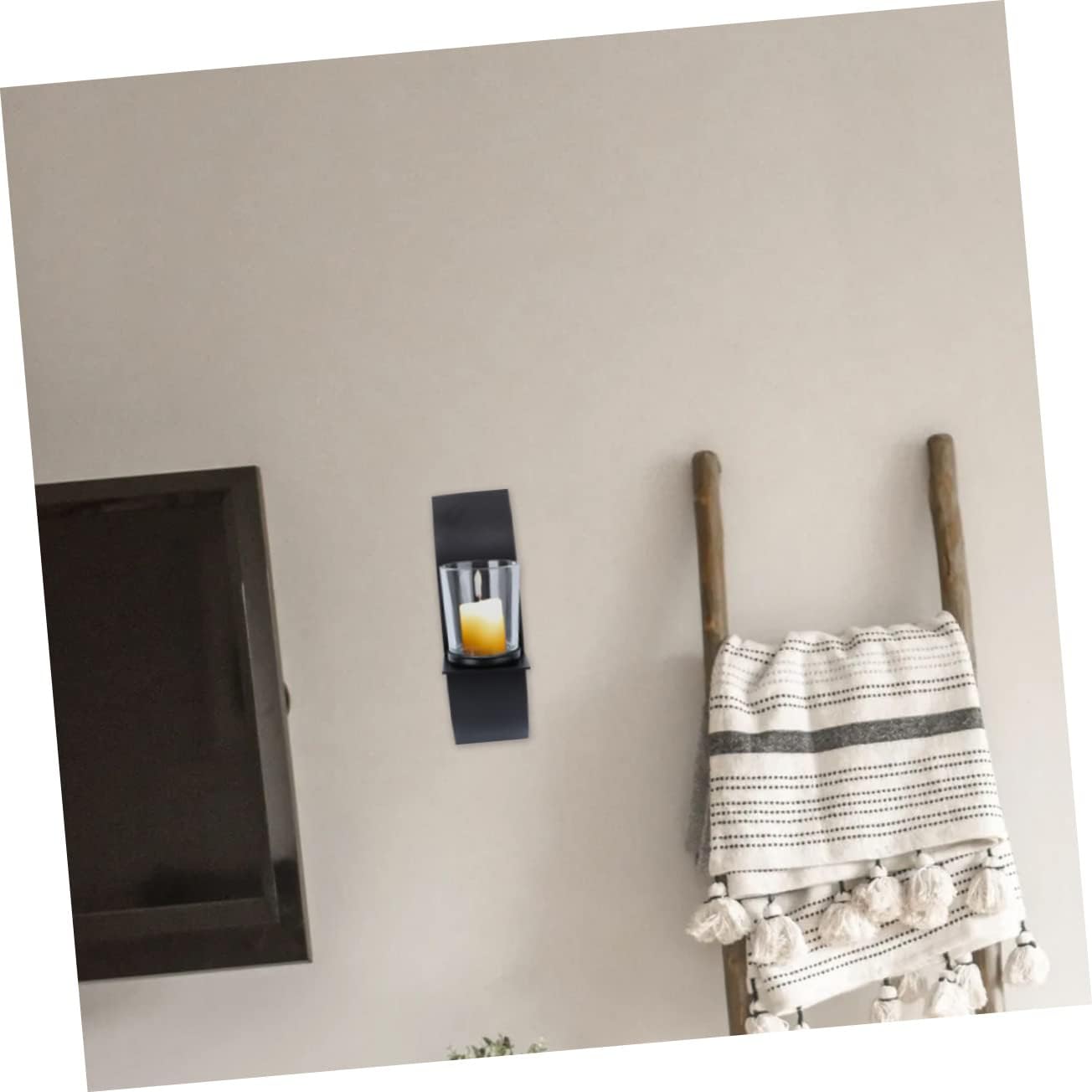 Black Iron Wall Hanging Arc Candlestick Holder for Home Decor