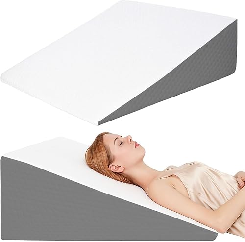 Miniatura 19 de Almohada de Cuña, Almohadas de Cuña para la Cama para Dormir, Ronquidos, Soporte de Espalda, Después de Cirugía, Almohada Triangular de Espuma, Gris