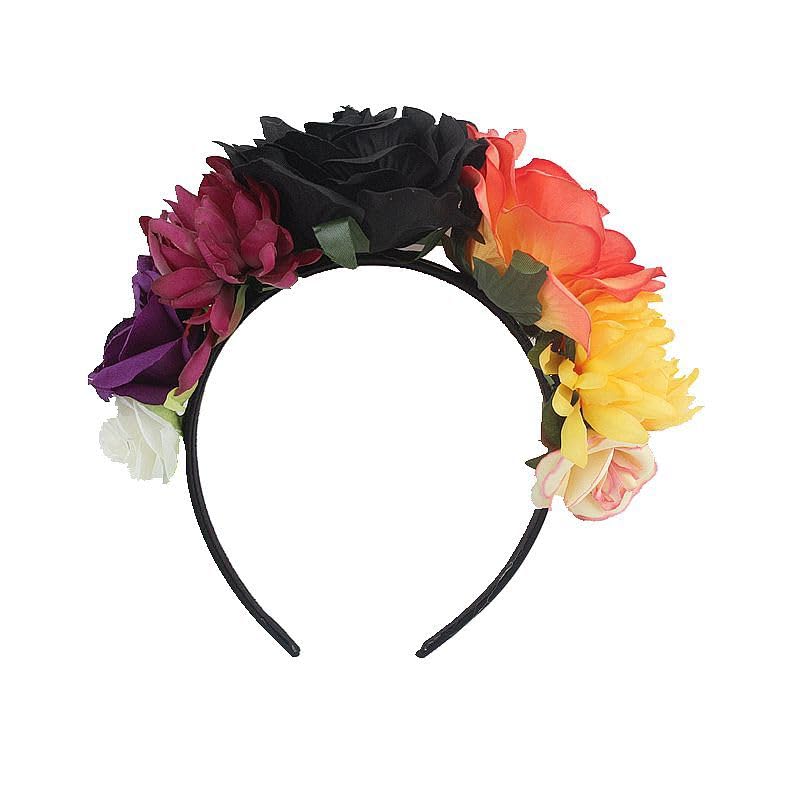 Upstore Halloween Flower Crown Headband Costume Rose Flower Crown Mexican Floral Crown Headband Headpiece Floral Hair Accessories for Cosplay Carnival Party Beach Vacaton - Image 2