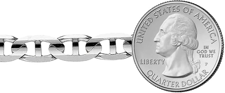Savlano 925 Sterling Silver 9mm Italian Solid Flat Mariner Link Savlano 925 Sterling Silver 9mm Italian Solid Flat Mariner Link
