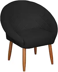 Poltrona Cadeira para Recepção sala de estar Sala de Leitura resistente reforçada tecido veludo pés madeira MOBLAN decor (1, Preto)