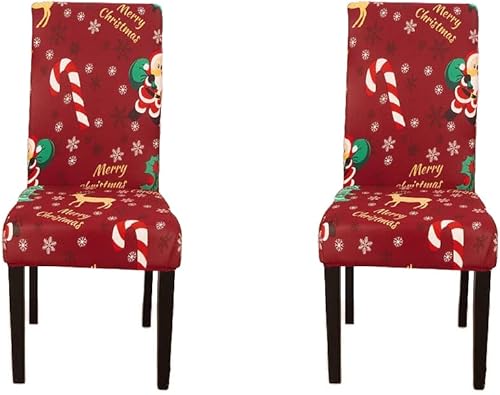 Miniatura 5 de XMNTG Juego de 4 fundas navideñas para sillas de comedor, fundas para sillas estampadas, decoración de Navidad, fundas elásticas extraíbles