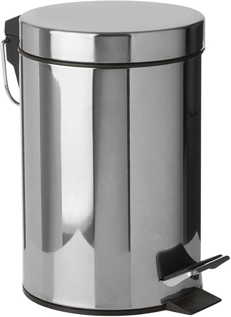 Premier Housewares Pedal Bin Silver Kitchen Bin Stainless Steel Bathroom Bin Pedal Push Kitchen Bins Recycling Bins 3 L