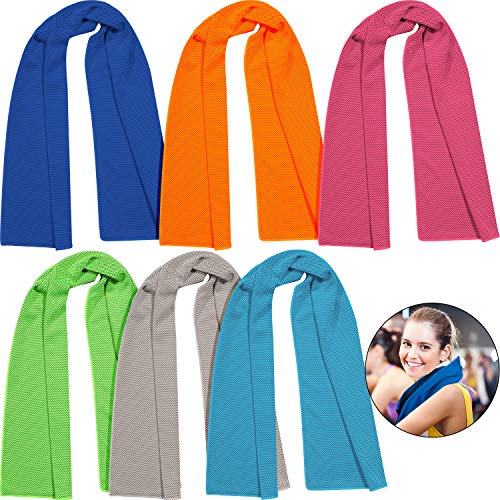 6 Pièces Serviettes Rafraîchissantes Serviette de Refroidissement de Fitness Instantanée Serviette Froide Respirante Douce Rester Frais pour Yoga Sport Gym Entraînement Camping Course, 6 Couleurs