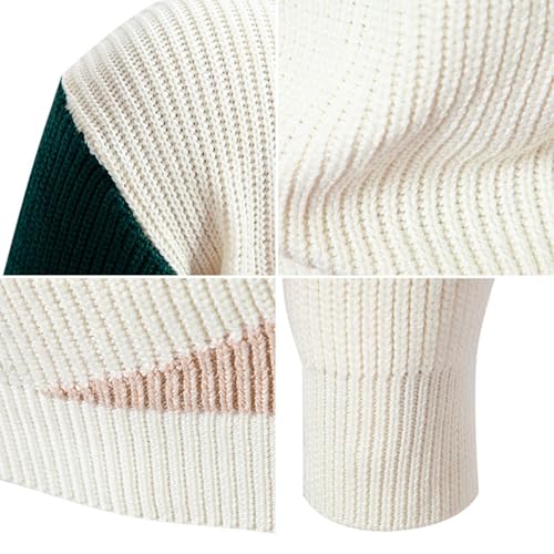 Dgoopd Sweater Men Crew Neck Long Sleeve Sweaters Casual Pullover Sweater Cable Knit Pullover Plus Size Warm Winter Outwear White2