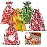 Große Weihnachts-Geschenkbeutel mit Kordelzug, ideal für Weihnachtsfeiern, Maße: 58 x 43 cm, wiederverwendbare und umweltfreundliche Geschenkverpackung für Geschenke und Dekoration