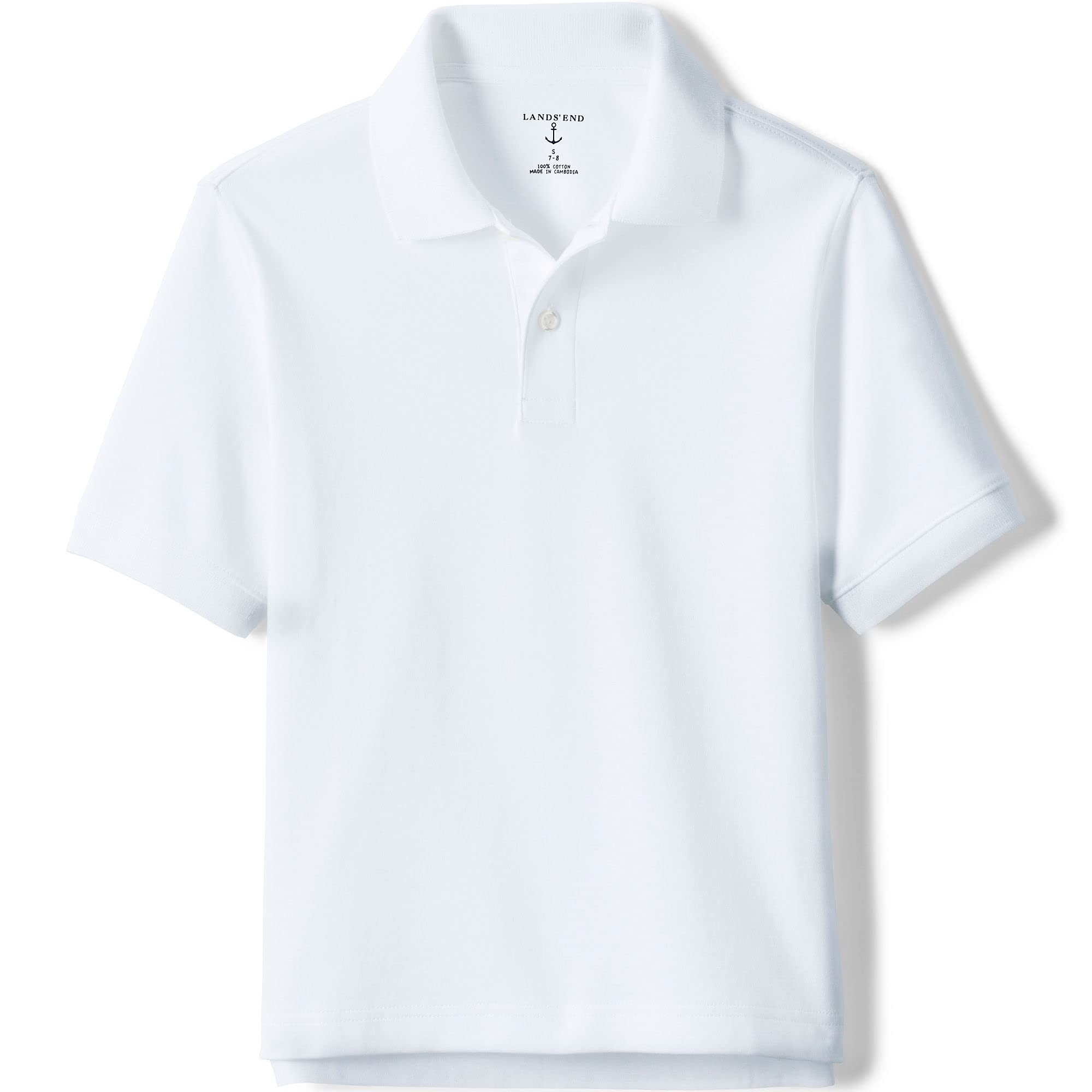 Lands' End Uniform Kids Short Sleeve Interlock Polo White Kids XX-Large