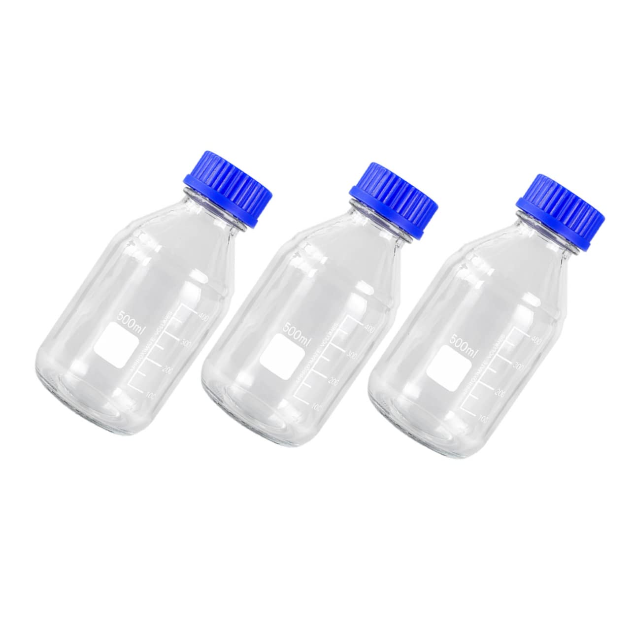 GARVALON 3 pièces Flacon Verre Lot de Bouteilles à Échantillons pour Laboratoire Récipient pour Médicaments avec Couvercle Bleu Étanche et Hermétique Aux Chutes pour Huiles Essentielles et