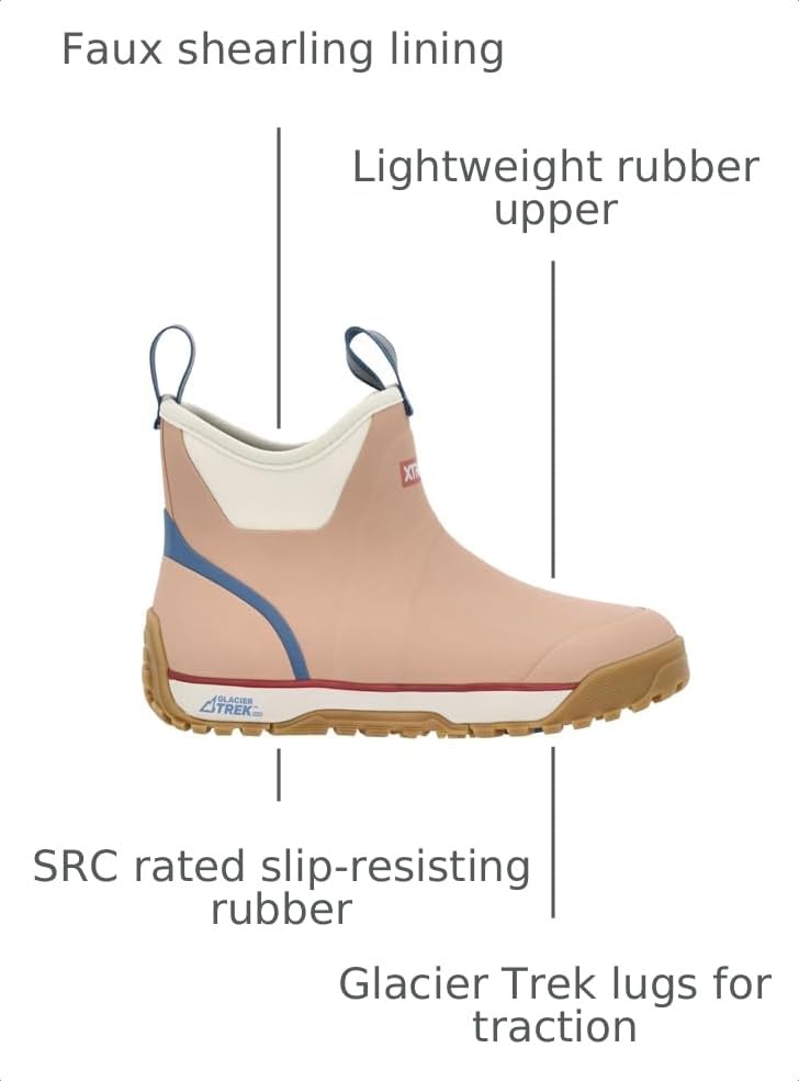 Image of XTRATUF 6 inch Women's Ice Fleece Lined Ankle Deck Boot - 100% Waterproof Rubber Footwear for Snow & Rain - Faux Shearling Lining - Slip-Resistant Outsole