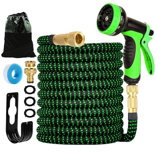 Manguera de Jardin Extensible, Mangueras Jardin con Pistola Rociadora de 10 Funciones Manguera Flexible y Ligera para Lavado de Coche, Jardín, Lavar la Mascota con Bolsa de Almacenamiento