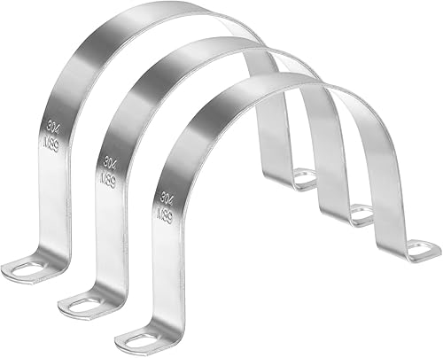 Miniatura 10 de Paquete de 10 abrazaderas de conducto, correa rígida de tubo de acero inoxidable 304 de 1-3/4 pulgadas M45 U con 2 agujeros